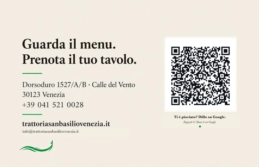 Biglietto della Trattoria San Basilio con QR